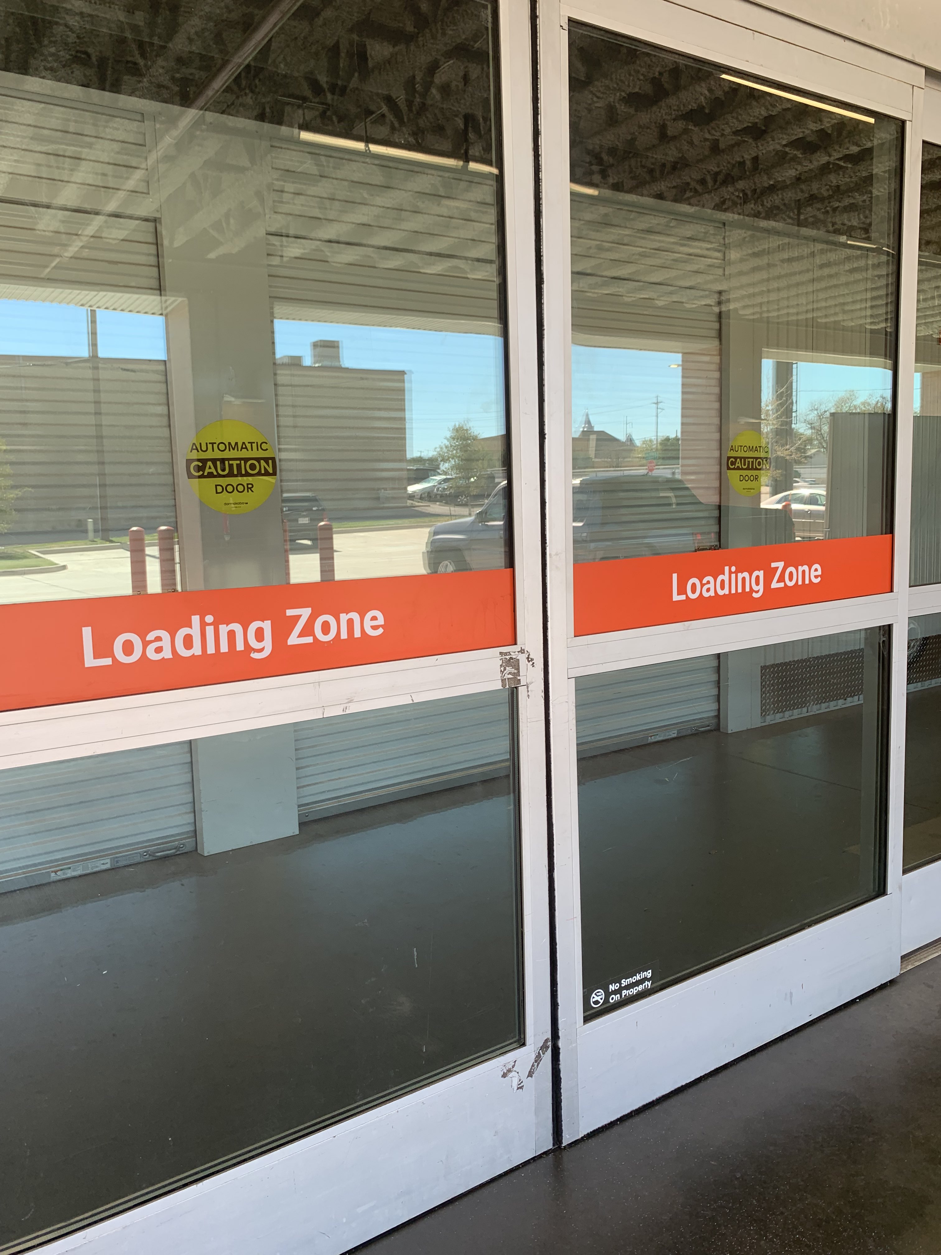 Doors at the entrance to the Public Storage facility on 625 Stella Street in Fort Worth, TX